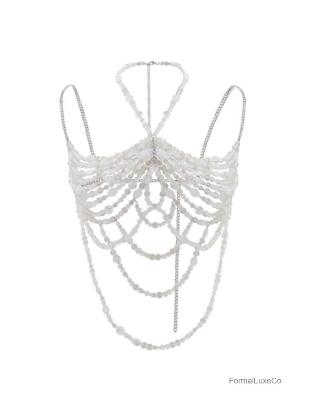 MstikY Beaded Body Chain Jewelry for Women, Adjustable Beaded Shoulder Cape